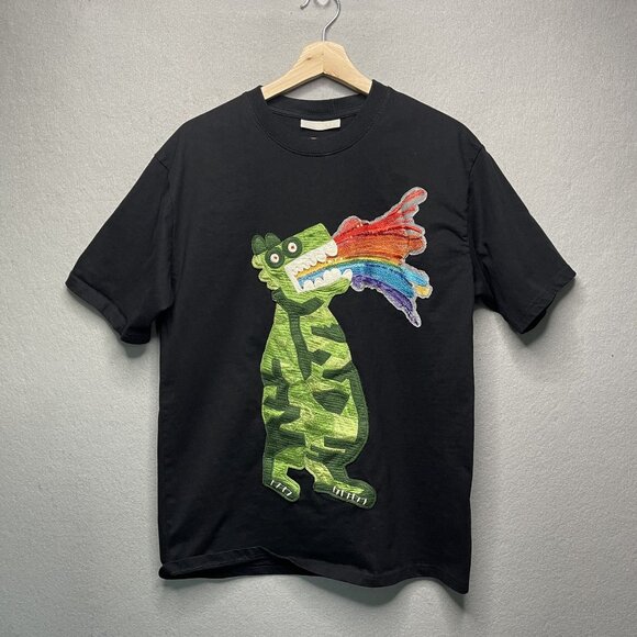 Choolay Tops - Whimsical Rainbow Dragon Graphic Black Tee By Choolay Unique Artistic Design